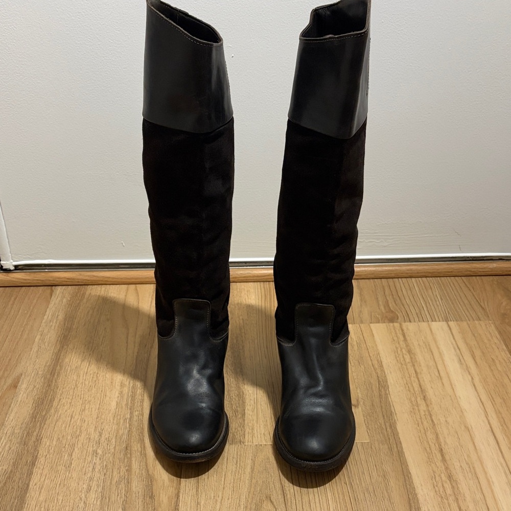 NDC Nom de Code Boots Womens 38 Leather Riding Tall Brown Black Made Italy
